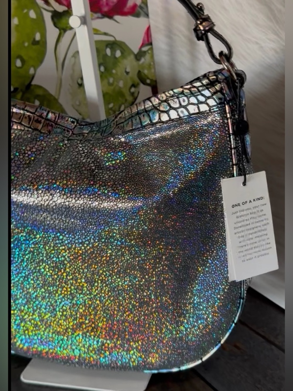 BRAHMIN SMALL KATHLEEN ROYAL BLUE ARDWELL SHOULDER HOLOGRAPHIC  NWT SOFT LEATHER